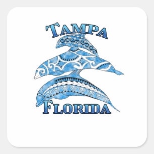 Adesivo Quadrado Golfinhos Tribais de Vacinação Tampa Flórida