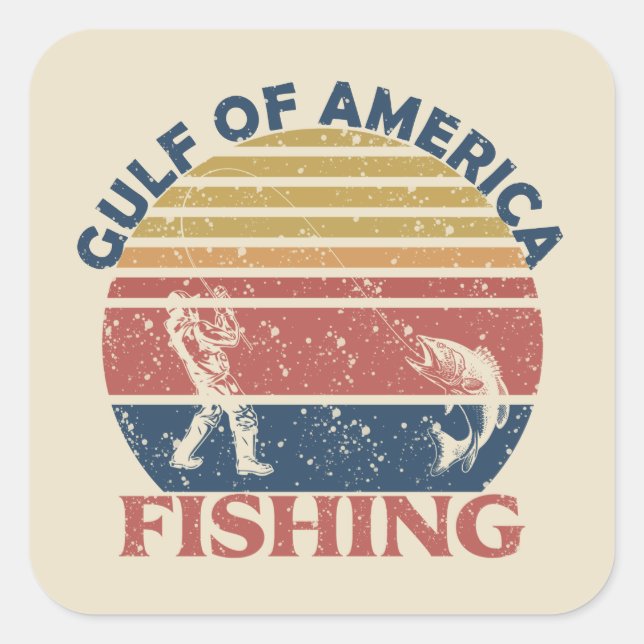 Adesivo Quadrado Golfo da América polo de pesca patriótico american (Frente)