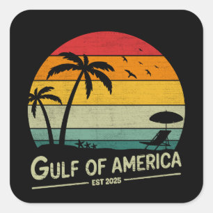Adesivo Quadrado Golfo da América vintage design patriótico america