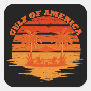 Adesivo Quadrado Golfo da América vintage design patriótico america