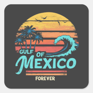 Adesivo Quadrado Golfo do México - Praia de Forever Vintage do Méxi