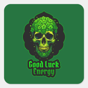 Adesivo Quadrado Good Luck Energy Skull St Patrick’s - Autocolante