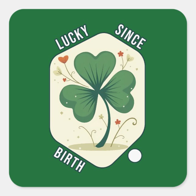 Adesivo Quadrado Good Luck Shamrock St Patrick’s Day - Autocolante (Frente)