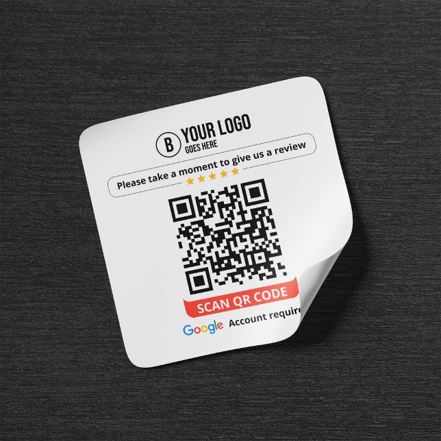 Adesivo Quadrado Google Reviews QR Code Rate My Business 5 Star (Criador carregado)