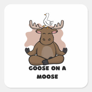 Adesivo Quadrado Goose em um Animal Moose Engraçado