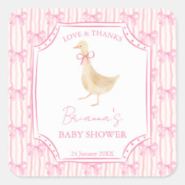Adesivo Quadrado Goose nursery rhymes baby shower pink personalized