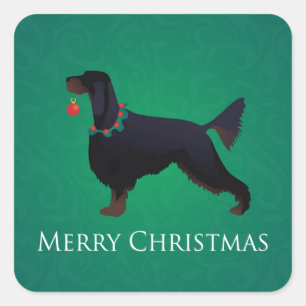 Adesivo Quadrado Gordon Setter Felry Design de Natal