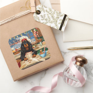 Adesivo Quadrado Gordon Setter Holiday Baking: Natal Festivo