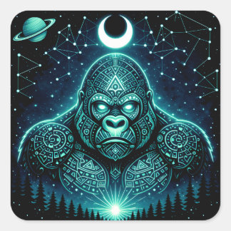 Adesivo Quadrado Gorila Celestial – Galáxia da Vida Selvagem do Pri
