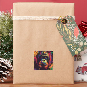 Adesivo Quadrado Gorila Selvagem Urbana de Grafite Selvagem Selvage