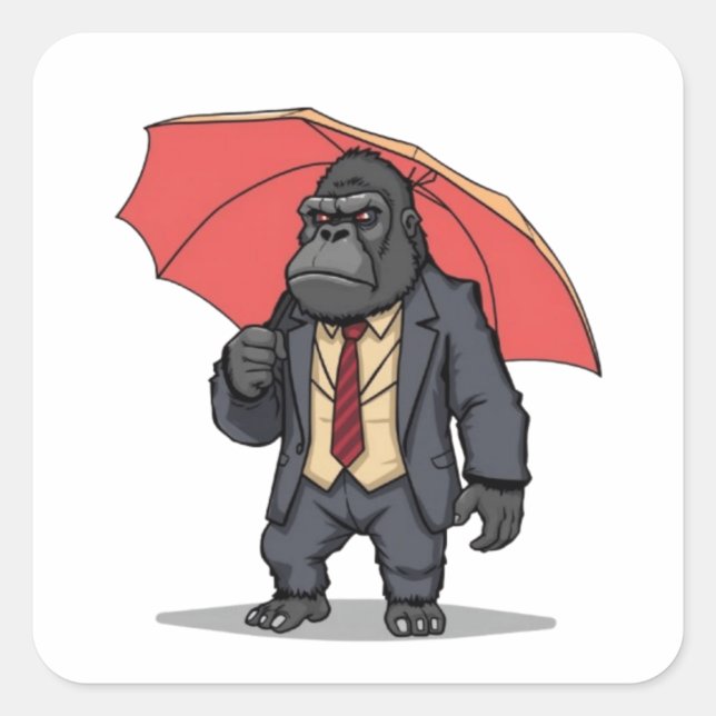 Adesivo Quadrado Gorilla In Suit (Frente)