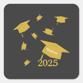 Adesivo Quadrado Gorra de graduação da turma de 2025