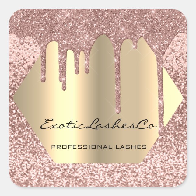 Adesivo Quadrado Gotas mais nítidas de perda Douradas pretas (Frente)