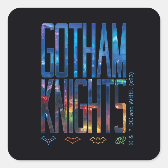 Adesivo Quadrado Gotham Knights City Lettering (Frente)