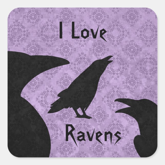 Adesivo Quadrado Gothi I Love Ravens (Frente)