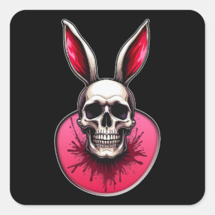 Adesivo Quadrado Gothic Easter Bunny – Skull Art - Autocolante