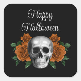 Adesivo Quadrado Gothic Floral Skull Halloween