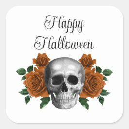 Adesivo Quadrado Gothic Floral Skull Halloween