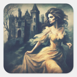 Adesivo Quadrado Gothic Romance Scene Spooky Castle Horror