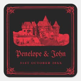 Adesivo Quadrado Gothic Vampire Castle Black Red Wedding