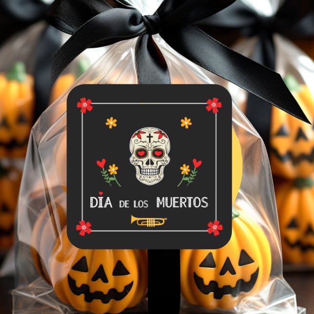 Adesivo Quadrado Gótica Black Dia de los Muertos Sugar Flor Crônica (Criador carregado)