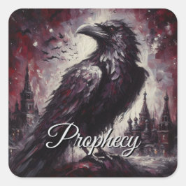 Adesivo Quadrado Gótica Raven Crow Bird Pintura Negra Vermelha