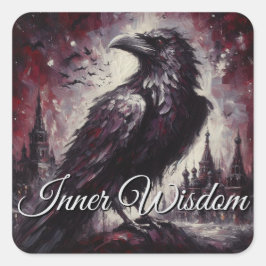 Adesivo Quadrado Gótica Raven Crow Bird Pintura Negra Vermelha