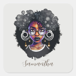 Adesivo Quadrado Gótico Afro Mulher
