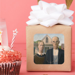 Adesivo Quadrado Gótico Americano: Campo de vida pobre fazendeiro r