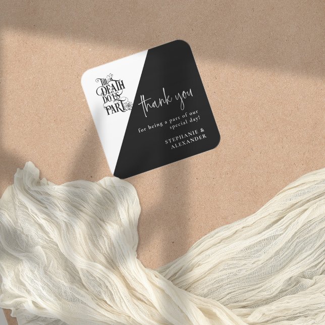 Adesivo Quadrado Gótico Até Morte Nos Agradece Casamento (Criador carregado)