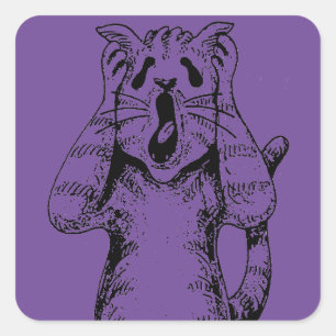 ADESIVO QUADRADO GÓTICO HORROR CAT DRAMA, ALGUÉM MOVEU CAIXA DE LIT