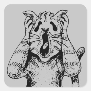 ADESIVO QUADRADO GÓTICO HORROR CAT DRAMA, ALGUÉM MOVEU CAIXA DE LIT