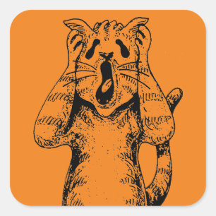 ADESIVO QUADRADO GÓTICO HORROR CAT DRAMA, ALGUÉM MOVEU CAIXA DE LIT