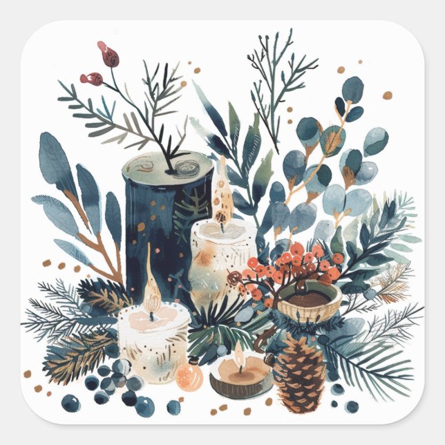 Adesivo Quadrado Gótico, Pagan, Nórdico, Yule ou Natal (Frente)