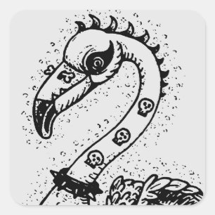 ADESIVO QUADRADO GÓTICO PUNK ROCKER FLAMINGO, HÁBULAS, CABELO ESPIR