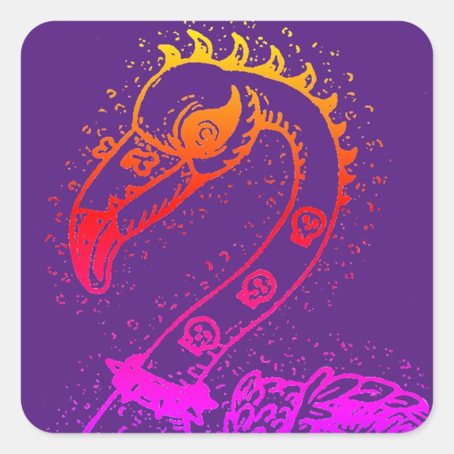 ADESIVO QUADRADO GÓTICO PUNK ROCKER FLAMINGO, HÁBULAS, CABELO ESPIR (Frente)