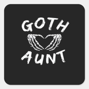 Adesivo Quadrado Gótico Tia Engraçada Emo Tia Punk Cujo Esqueleto
