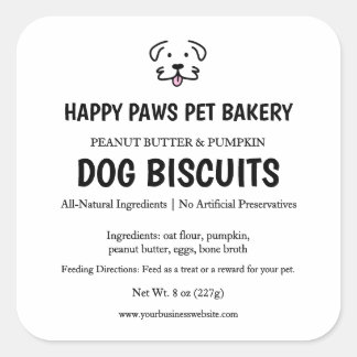 Adesivo Quadrado Gourmet Dog Treat Bakery Label