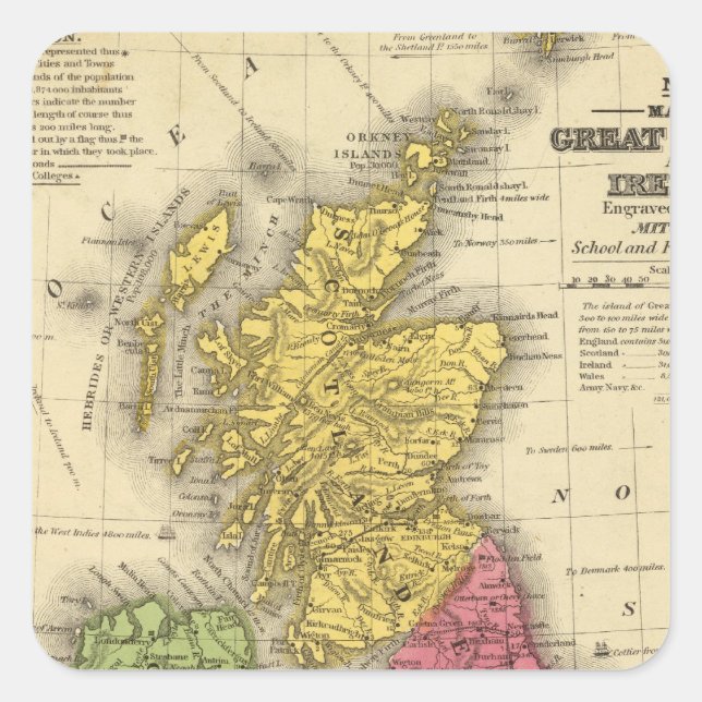 Adesivo Quadrado Grã-Bretanha excelente e Irlanda (Frente)