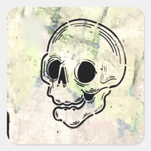 Adesivo Quadrado Grabado Art Skull Grafitti mexicano