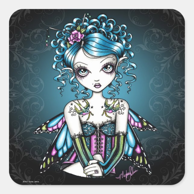 Adesivo Quadrado "Gracie" Swallow Tatto Fairy Art Stickers (Frente)