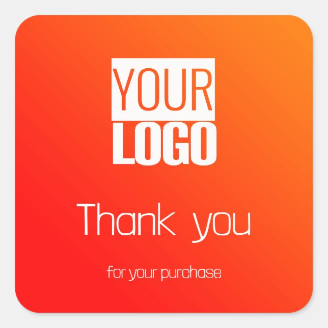 Adesivo Quadrado gradiente laranja - seu logotipo (Frente)
