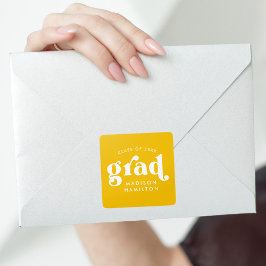 Adesivo Quadrado Graduação Amarelo da Tipografia em Negrito