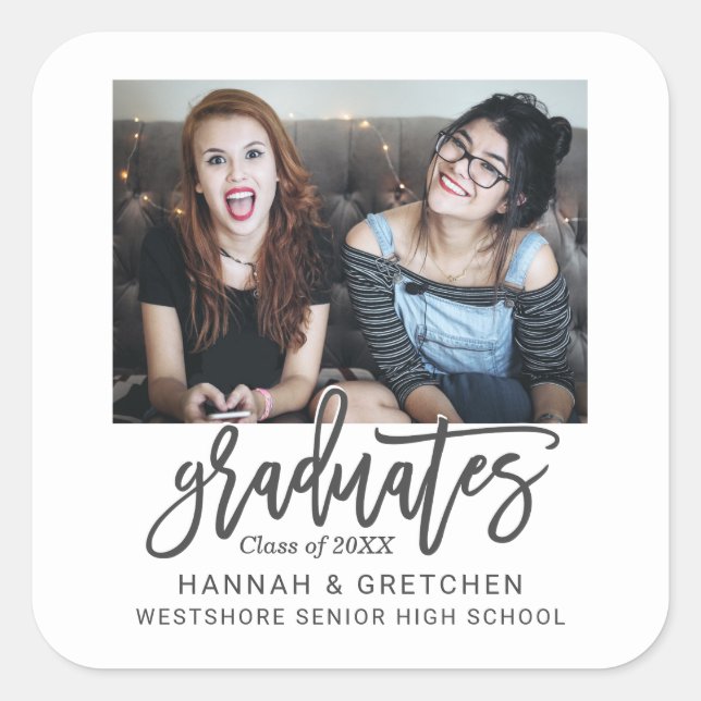 Adesivo Quadrado Graduação combinada com foto (Frente)