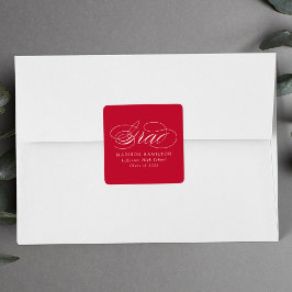 Adesivo Quadrado Graduação da Caligrafia Vermelha Elegante