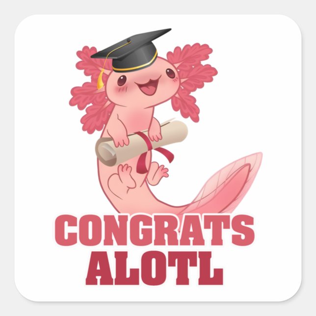 Adesivo Quadrado GRADUAÇÃO DE AXLOTL FELICITA AXOLOTL Clássico (Frente)
