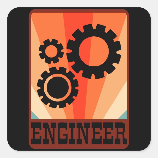 Adesivo Quadrado Graduação de engenharia mecânica de Engenheiro eng (Frente)