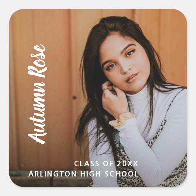 Adesivo Quadrado Graduação de Foto Moderna Simples (Frente)