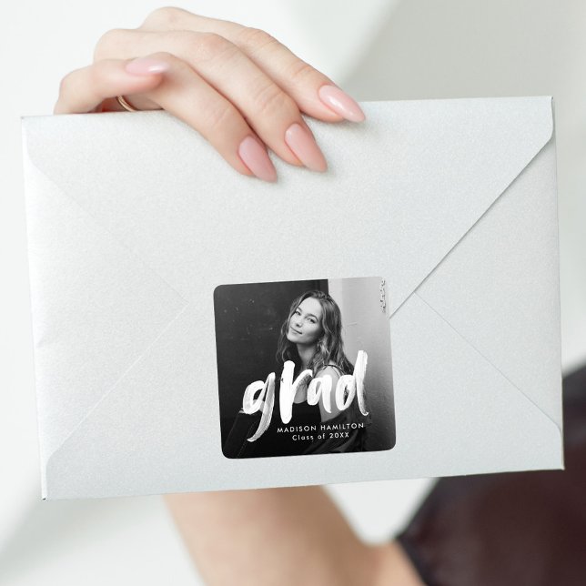 Adesivo Quadrado Graduação de Fotos com Script de Pincel Moderno (Criador carregado)