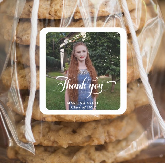 Adesivo Quadrado Graduação de Fotos Obrigado (Criador carregado)